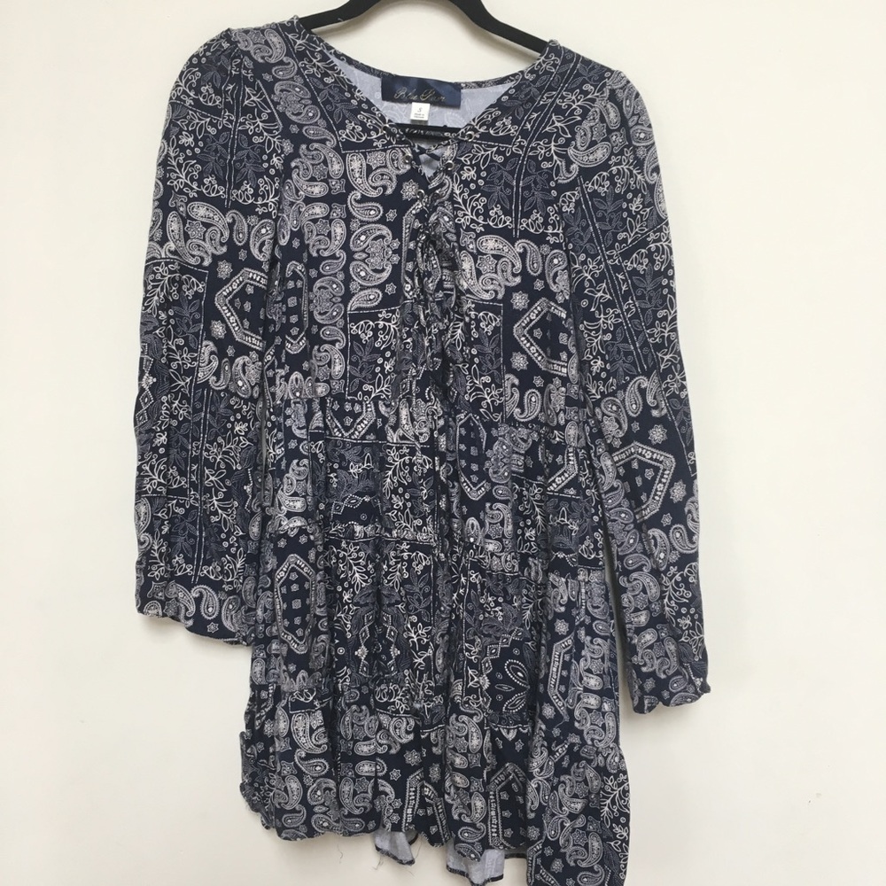Boho Francesca's Dress in small blue lace up tie
